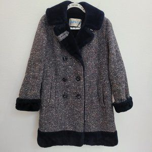 Vintage 60s DAVIS OF BOSTON PEA COAT HOUNDSTOOTH WOOL